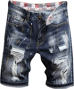 Mens Jean Shorts Denim Shorts Ripped Distressed Short Jeans Casual Classic Straight Fit Jorts