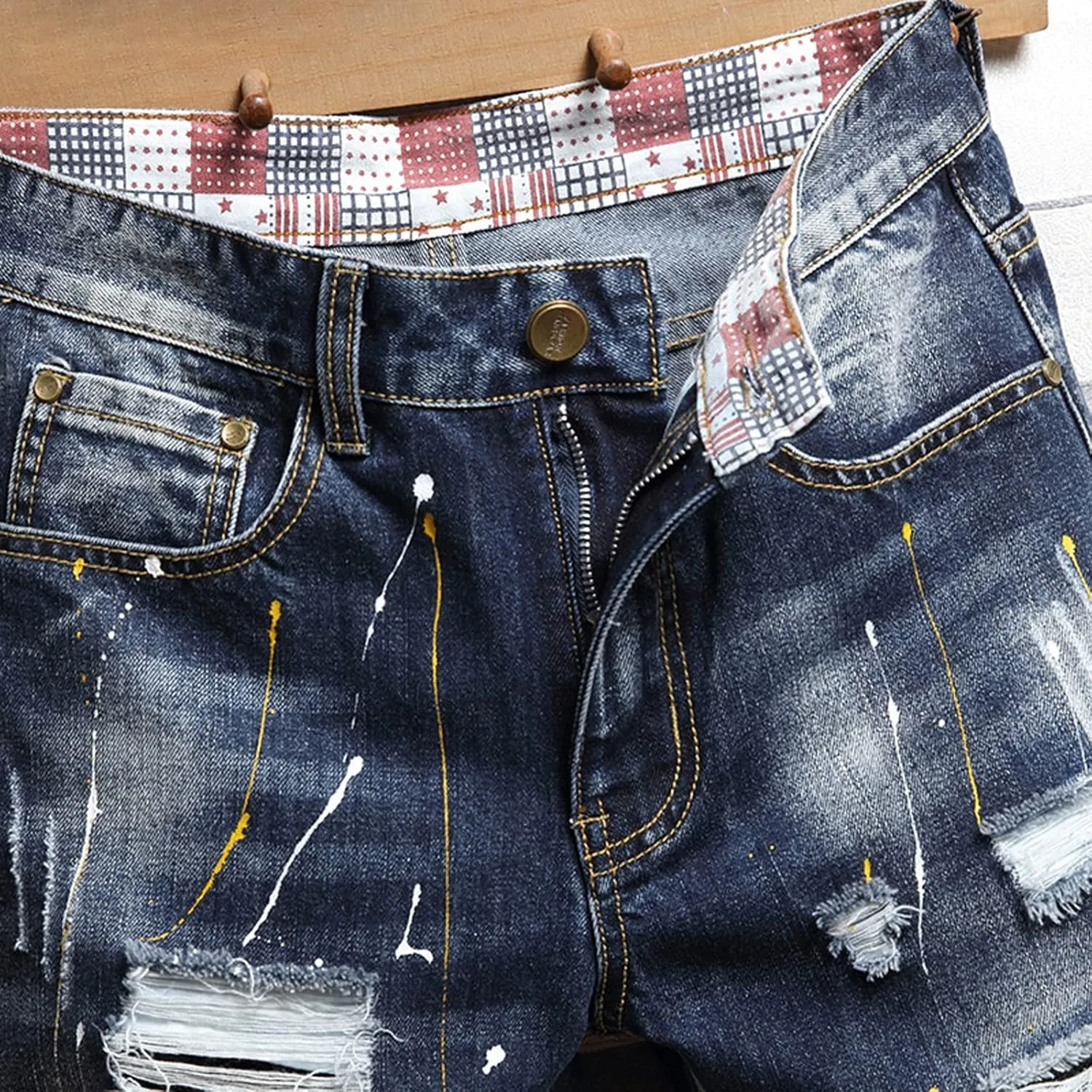 Mens Jean Shorts Denim Shorts Ripped Distressed Short Jeans Casual Classic Straight Fit Jorts