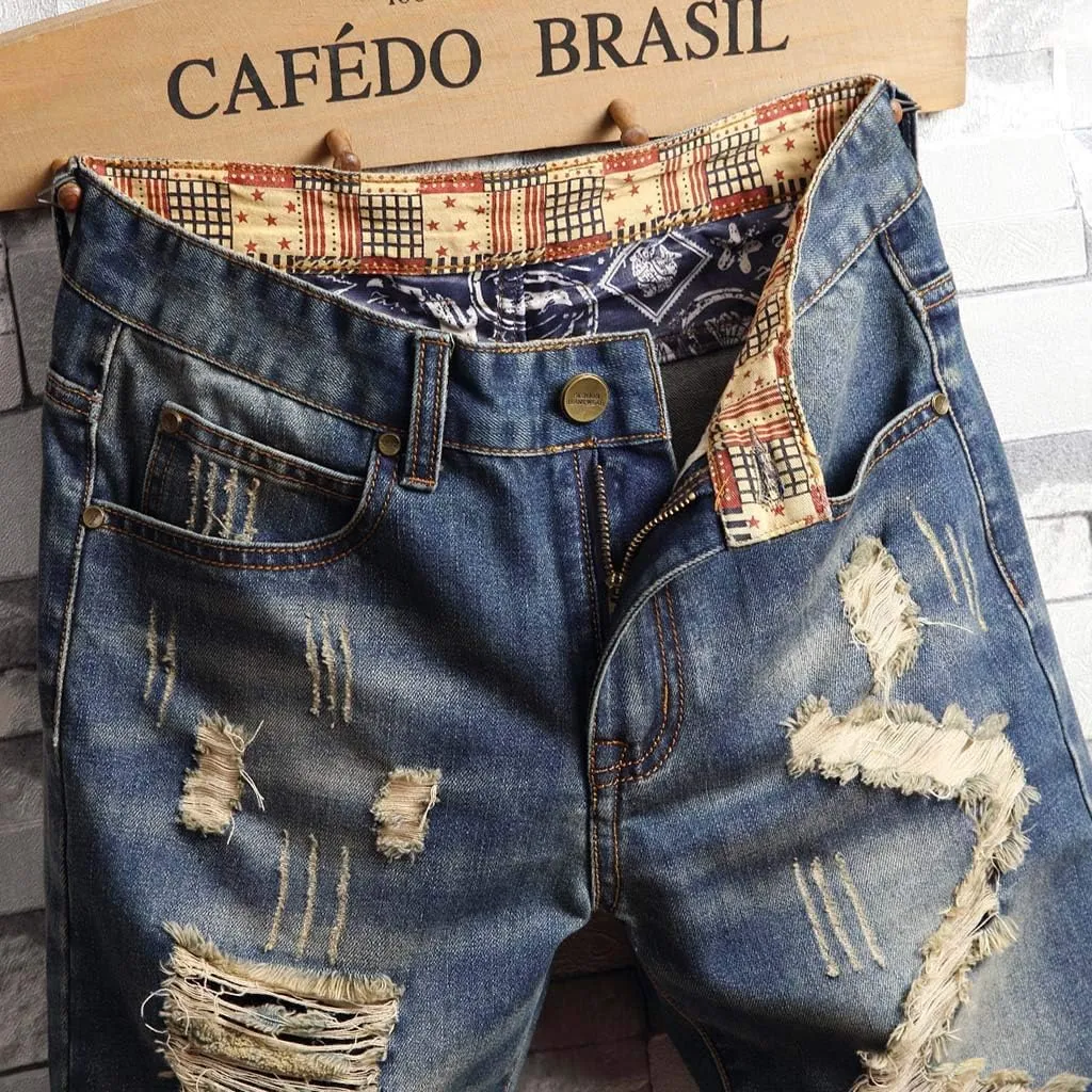 Mens Jean Shorts Denim Shorts Ripped Distressed Short Jeans Casual Classic Straight Fit Jorts