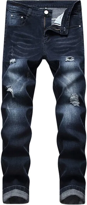 Mens Jeans Slim Fit Athletic Fit Jeans Comfort Stretch Denim Jeans Trendy Print Pants Parachute Pants for Men