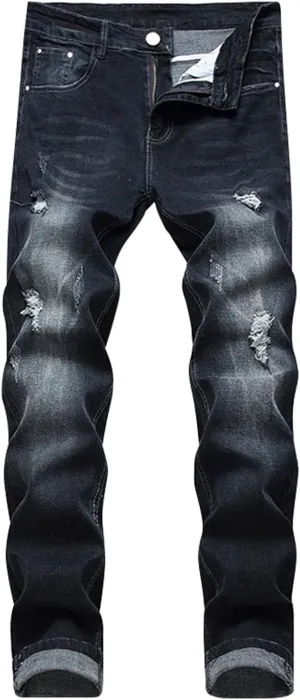 Mens Jeans Slim Fit Athletic Fit Jeans Comfort Stretch Denim Jeans Trendy Print Pants Parachute Pants for Men