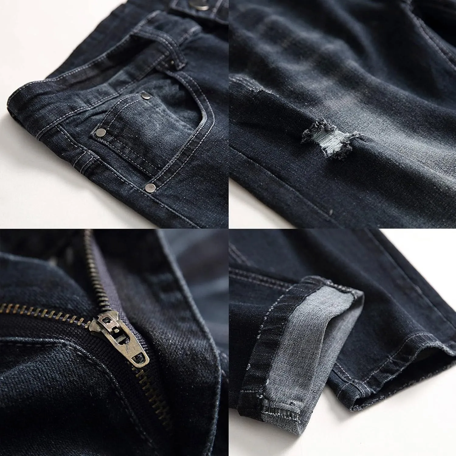 Mens Jeans Slim Fit Athletic Fit Jeans Comfort Stretch Denim Jeans Trendy Print Pants Parachute Pants for Men