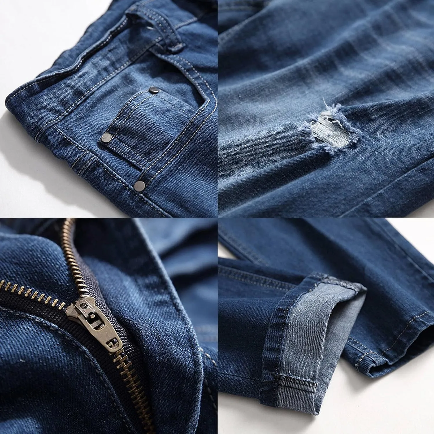 Mens Jeans Slim Fit Athletic Fit Jeans Comfort Stretch Denim Jeans Trendy Print Pants Parachute Pants for Men