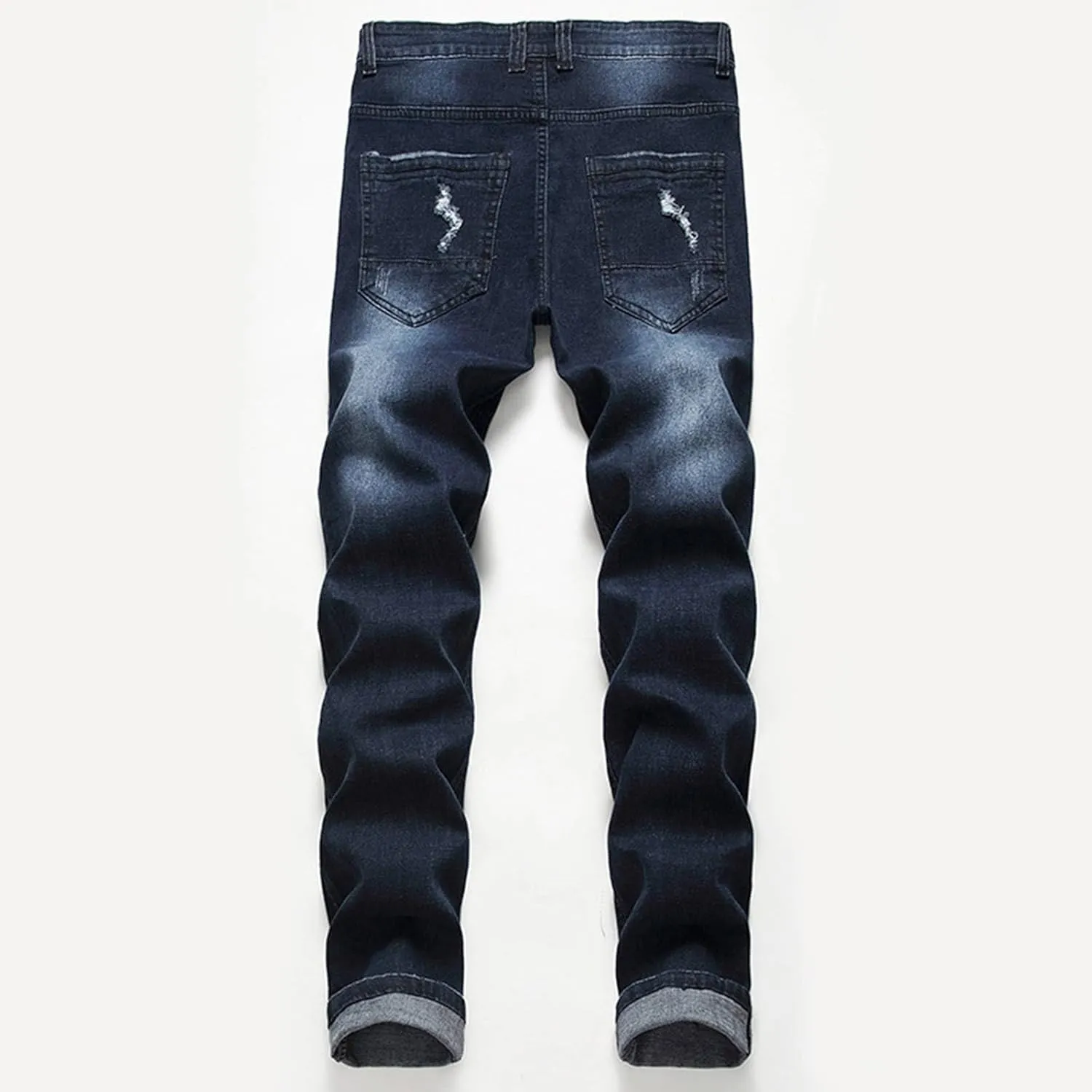 Mens Jeans Slim Fit Athletic Fit Jeans Comfort Stretch Denim Jeans Trendy Print Pants Parachute Pants for Men