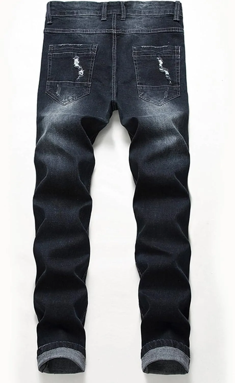 Mens Jeans Slim Fit Athletic Fit Jeans Comfort Stretch Denim Jeans Trendy Print Pants Parachute Pants for Men