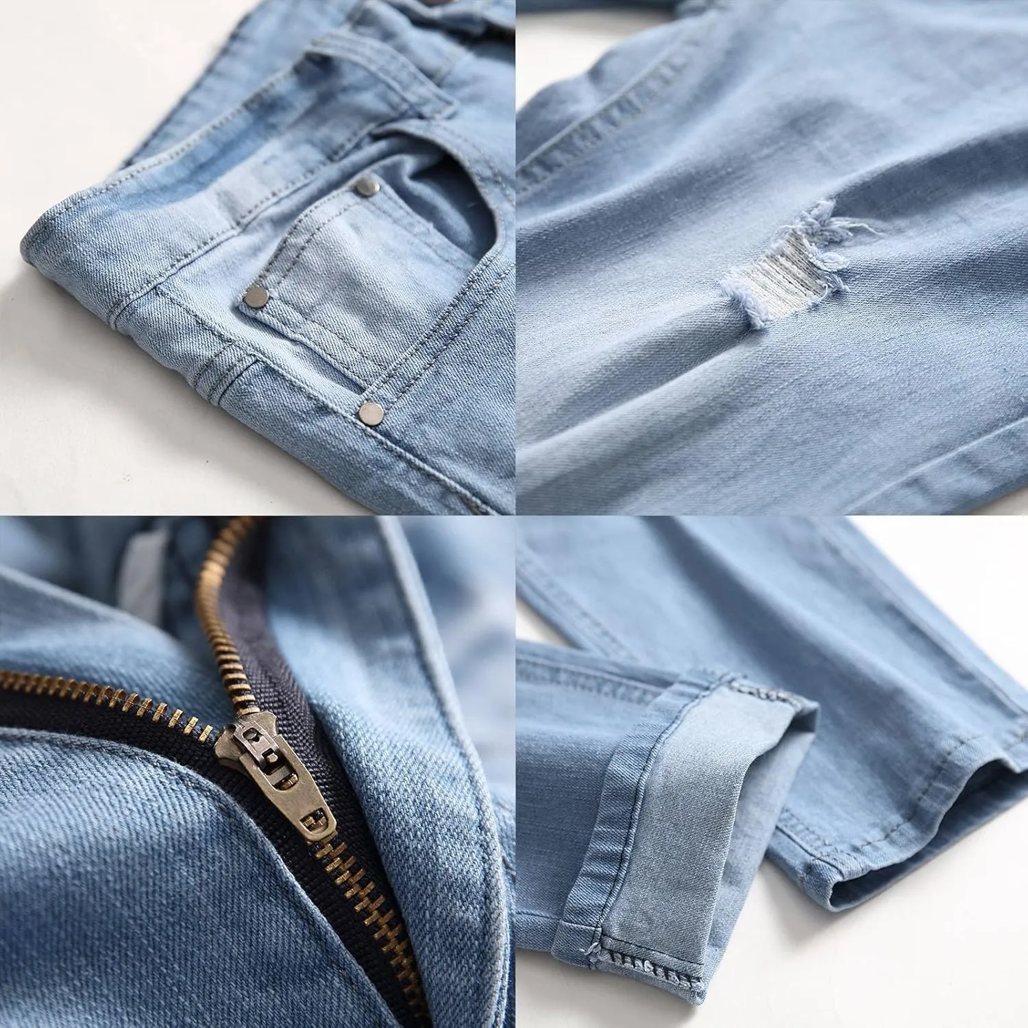 Mens Jeans Slim Fit Athletic Fit Jeans Comfort Stretch Denim Jeans Trendy Print Pants Parachute Pants for Men