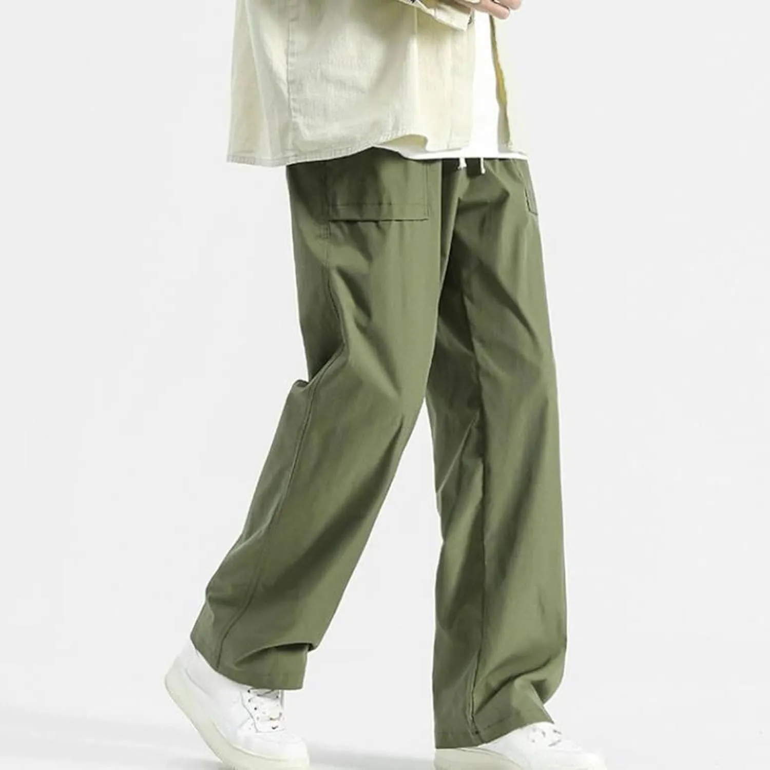 Mens Jogger Cargo Sweatpant Casual Loose Elastic Waist Drawstring Track Pants Baggy Straight Leg Trouser with Pockets