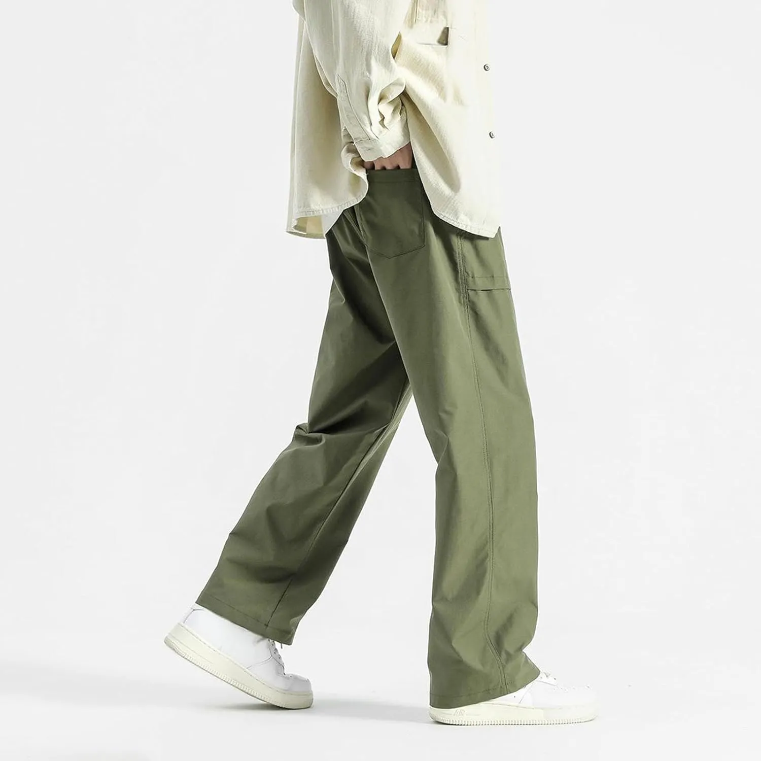 Mens Jogger Cargo Sweatpant Casual Loose Elastic Waist Drawstring Track Pants Baggy Straight Leg Trouser with Pockets