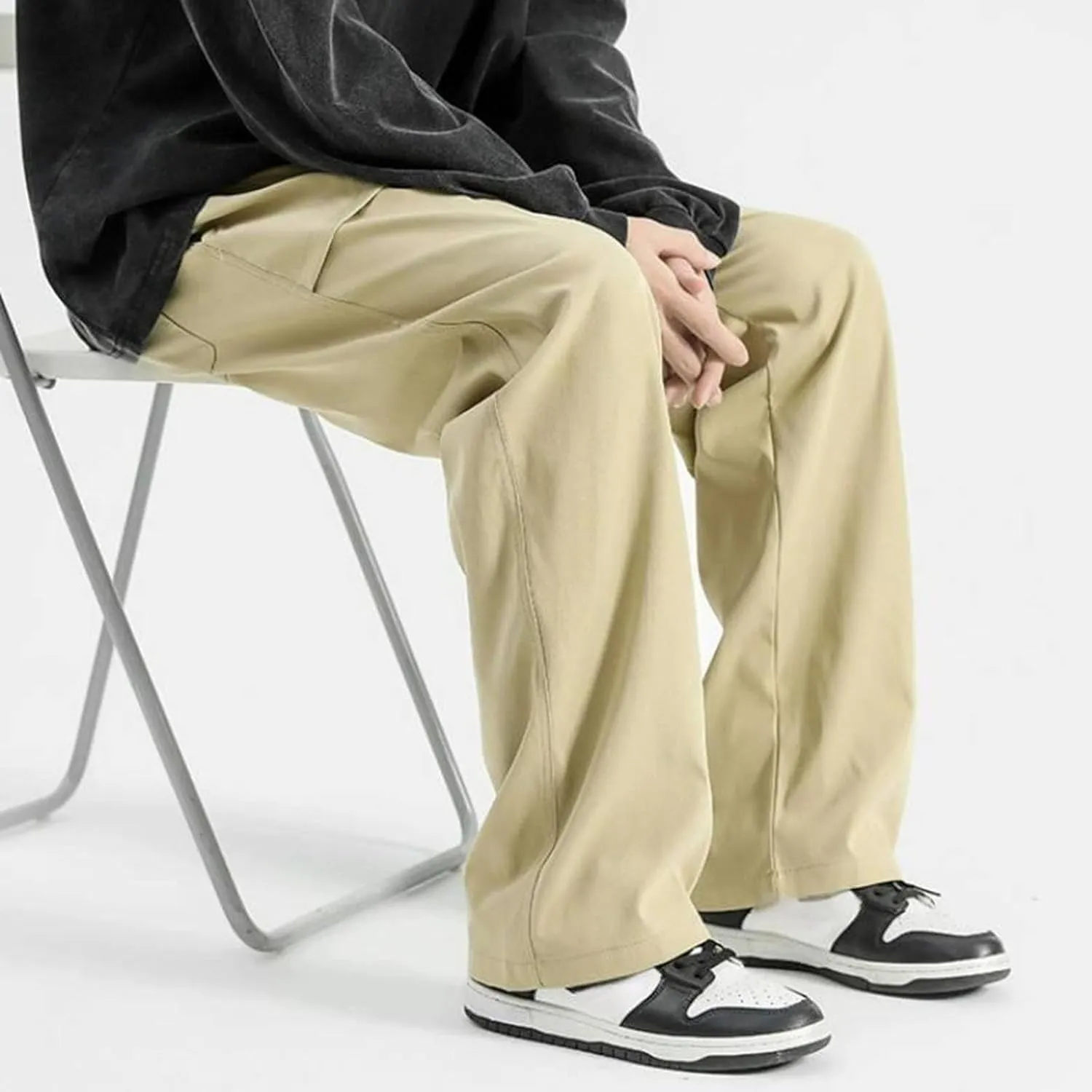 Mens Jogger Cargo Sweatpant Casual Loose Elastic Waist Drawstring Track Pants Baggy Straight Leg Trouser with Pockets