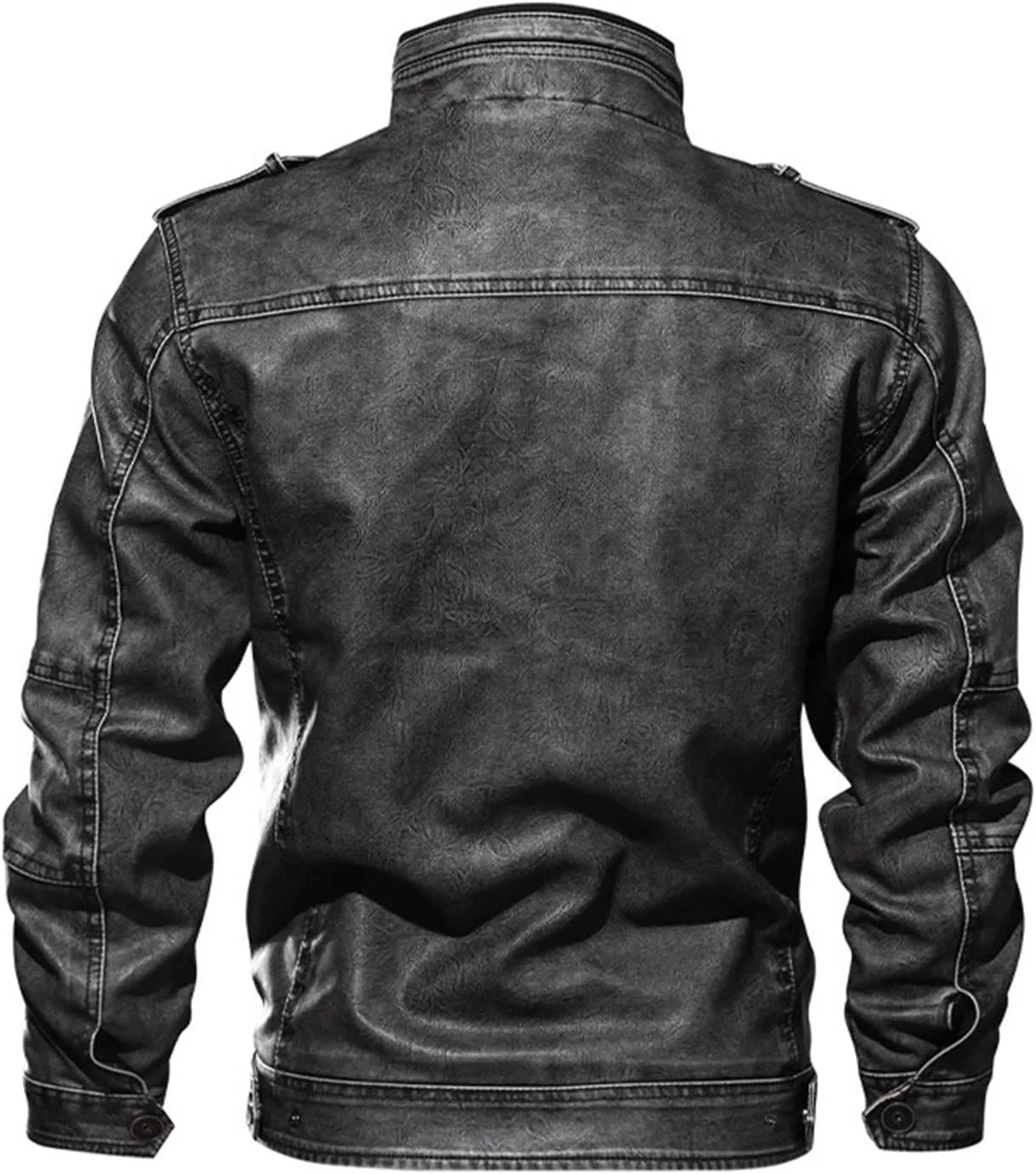 Mens Leather Jacket Vintage Motorcycle Jacket Zip up Biker Jacket Stand Collar Moto Jacket Waterproof Winter Coats
