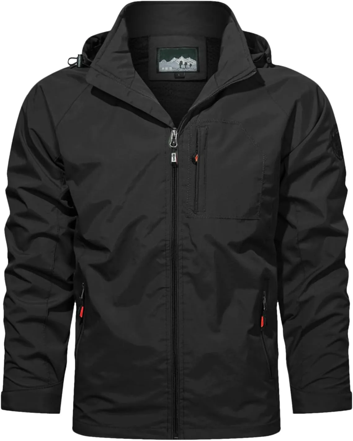 Mens Lightweight Hooded Waterproof Rain Jacket Breathable Raincoat Shell for Outdoor Zip up Mountain Hiking
