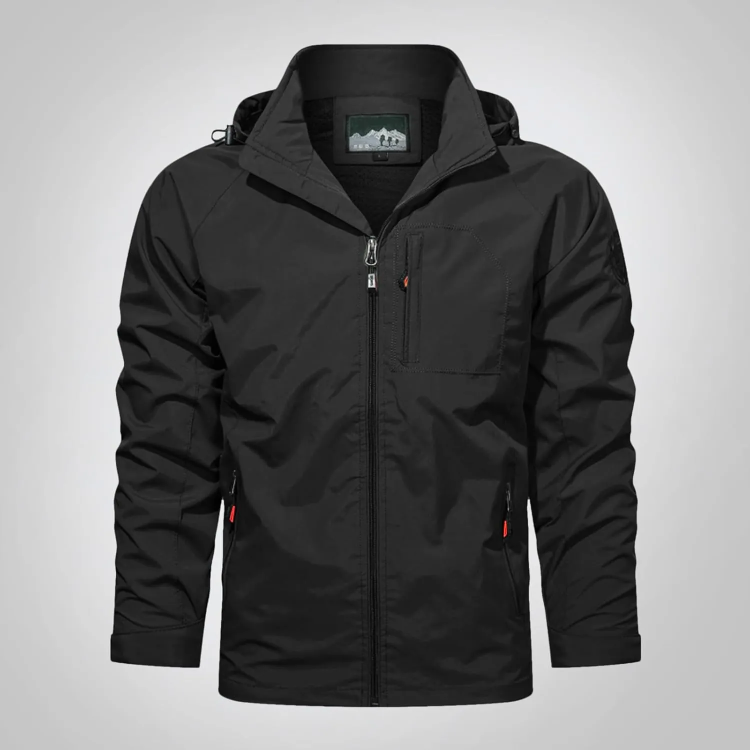 Mens Lightweight Hooded Waterproof Rain Jacket Breathable Raincoat Shell for Outdoor Zip up Mountain Hiking