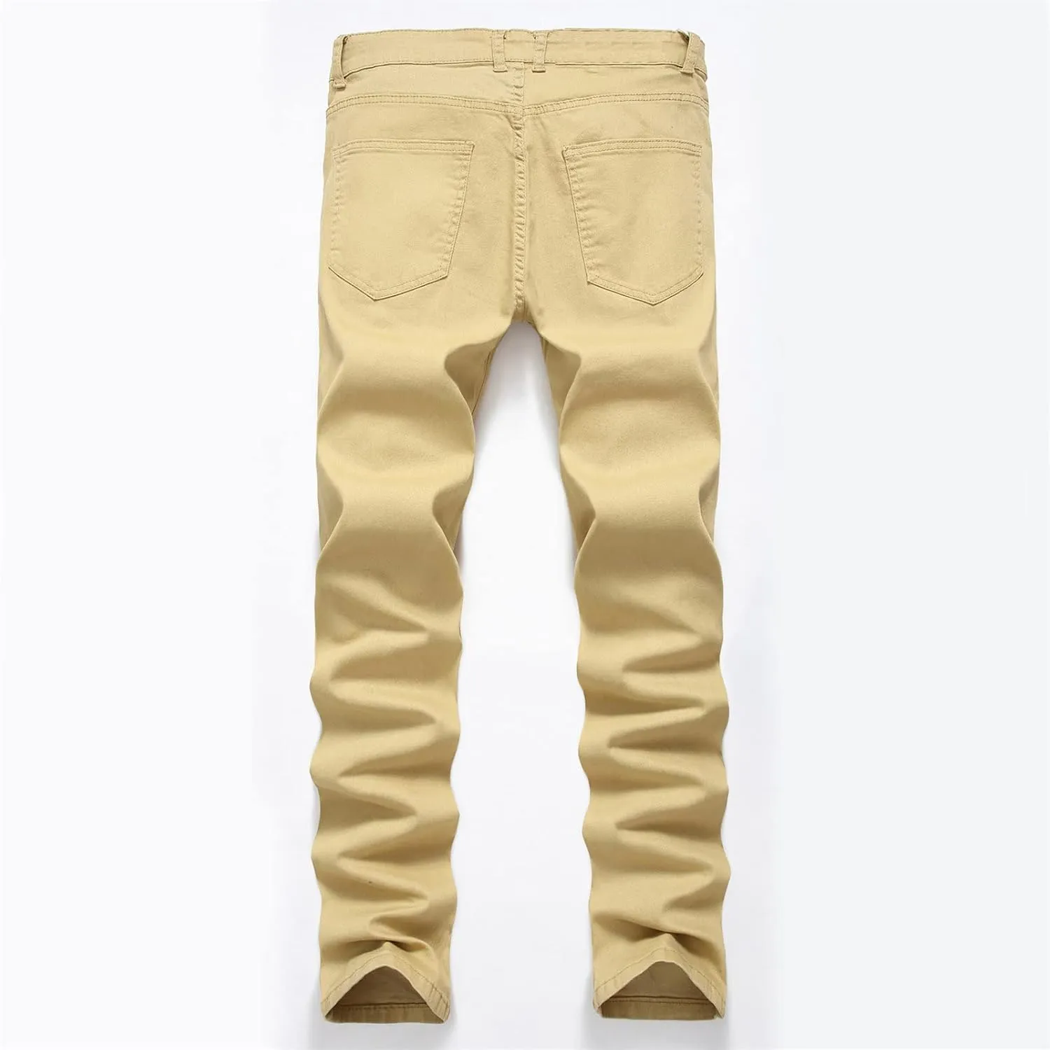Men's Lightweight Regular Fit Jean Vintage Stretch Distressed Jean Pants Classic Straight Leg Washed Denim Jeans