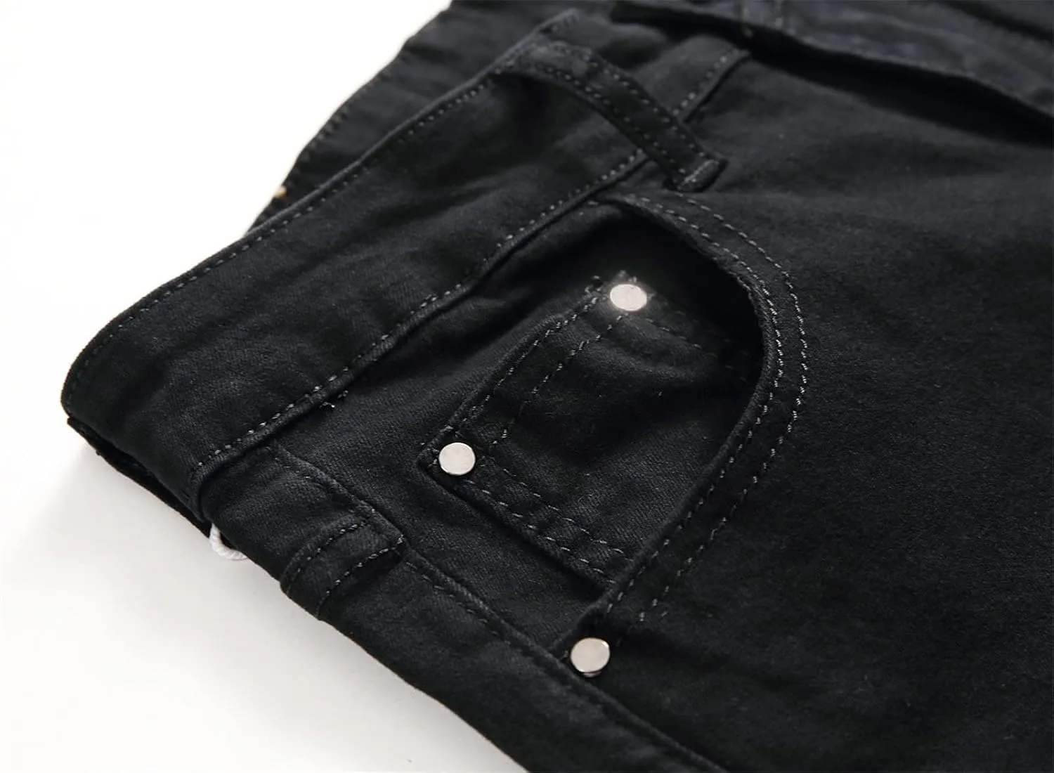 Men's Lightweight Regular Fit Jean Vintage Stretch Distressed Jean Pants Classic Straight Leg Washed Denim Jeans