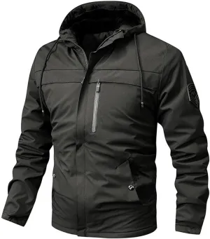 Men's Lightweight Waterproof Rain Jacket Hiking Windbreake Jacket Shell Hooded Outdoor Raincoat Overcoat for Travel