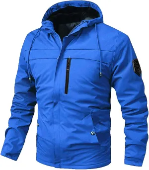 Men's Lightweight Waterproof Rain Jacket Hiking Windbreake Jacket Shell Hooded Outdoor Raincoat Overcoat for Travel