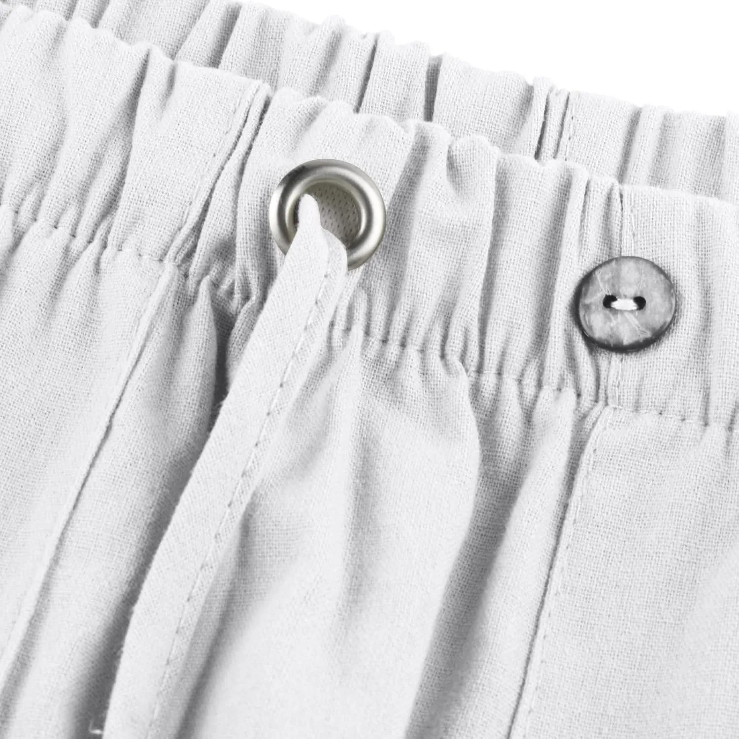 Mens Linen Pants Yoga Beach Loose Fit Lightweight Casual Summer Elastic Waist Drawstring Baggy Trousers with Pockets