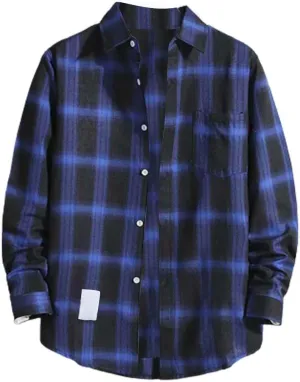 Men's Long Sleeve Flannel Shirt Checkered Mens Button Down Shirts Regular Fit Long Sleeve Casual Plaid Flannel Shirt