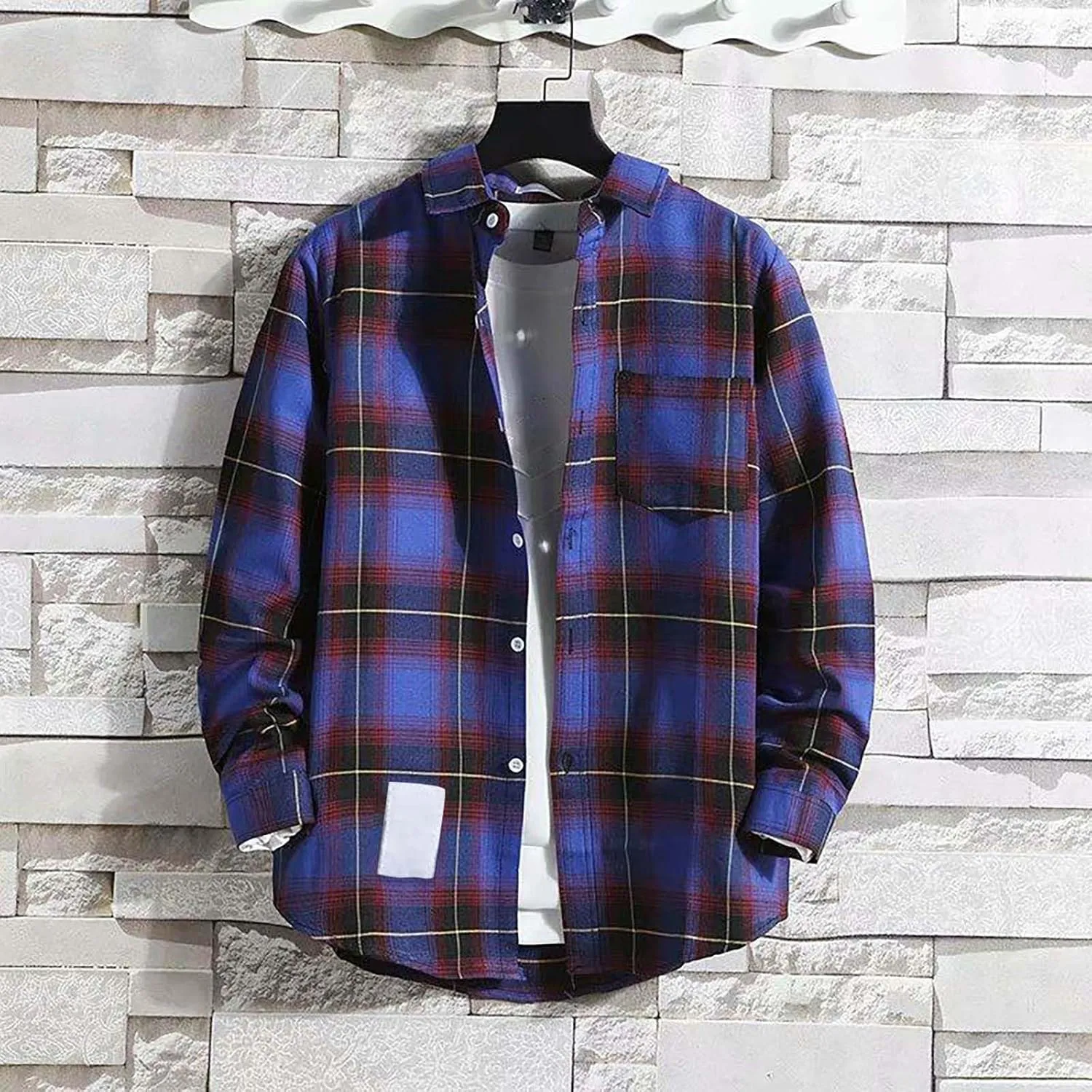 Men's Long Sleeve Flannel Shirt Checkered Mens Button Down Shirts Regular Fit Long Sleeve Casual Plaid Flannel Shirt