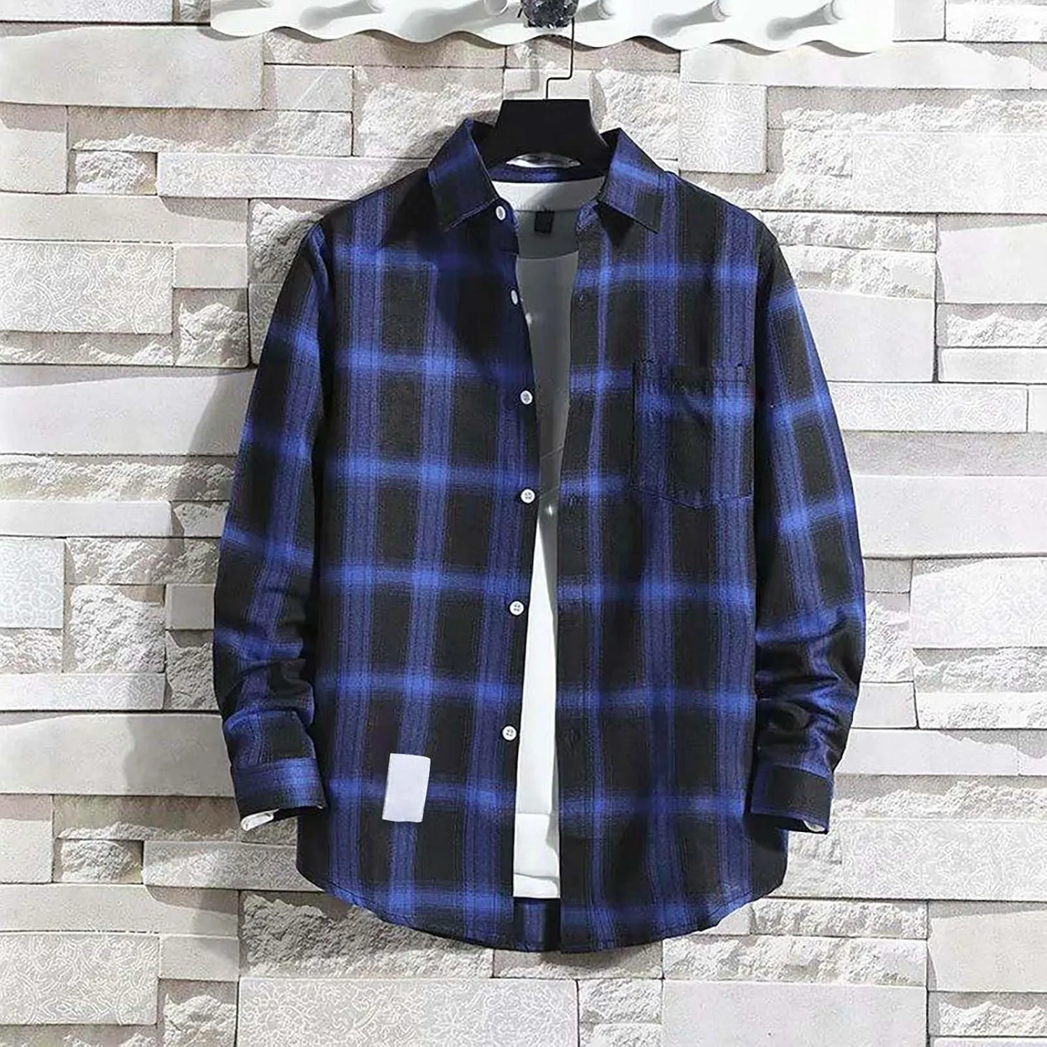 Men's Long Sleeve Flannel Shirt Checkered Mens Button Down Shirts Regular Fit Long Sleeve Casual Plaid Flannel Shirt