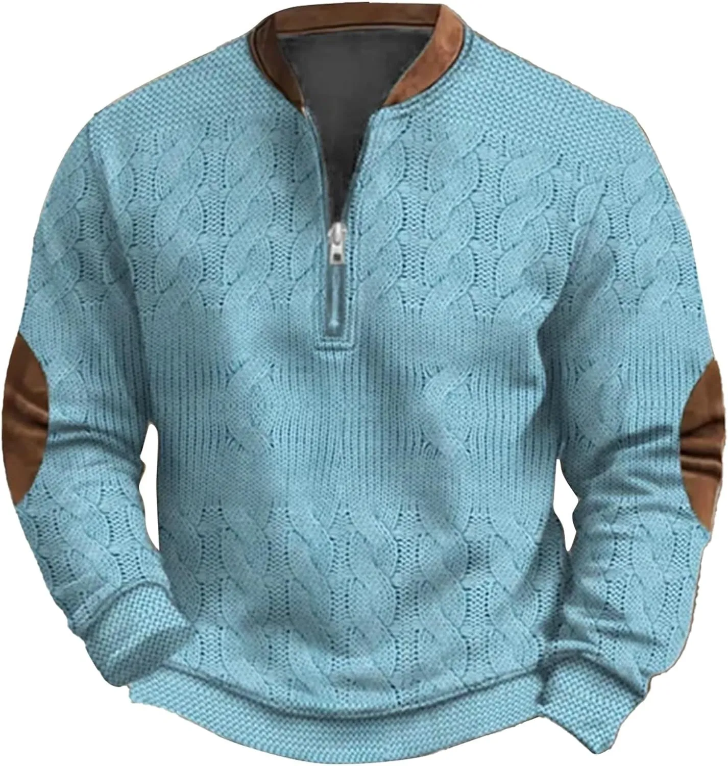 Men's Mountain Half Snap Men's Casual Fashion Loose 3D Printed Zipper Long Sleeved Cotton Pullover Sweatshirt for