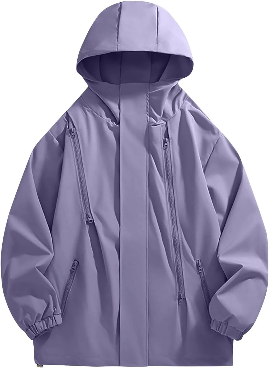 Mens Outdoor Jackets Waterproof Hooded Rain Jacket Pockets Windbreaker Oversized Fashion Casual Raincoats Outerwear