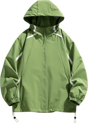 Men's Oversized Rain Jacket Lightweight Waterproof Hooded Jacket Pockets Windbreaker Outdoor Hiking Travel Raincoat