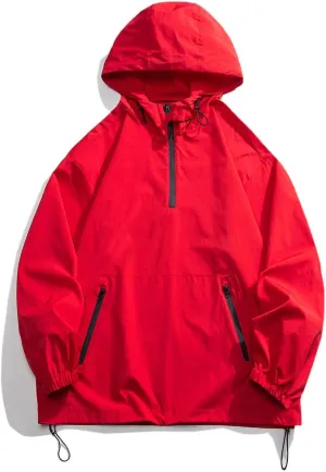 Mens Oversized Rain Jacket With Hood Lightweight Waterproof Windbreaker Packable Raincoat For Outdoor Hiking Running