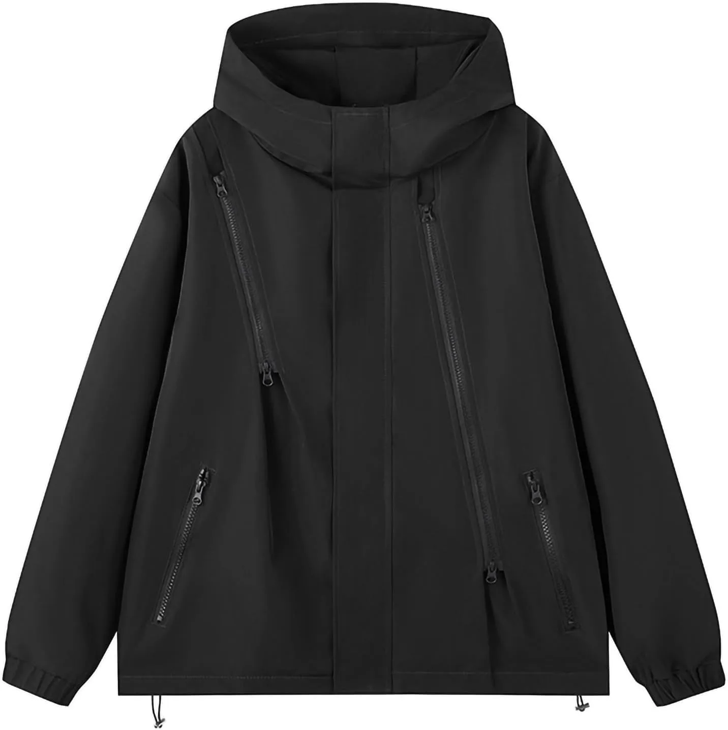 Mens Oversized Rain Jackets Lightweight Outdoor Hiking Travel Waterproof Windbreaker Hooded Raincoats With Pockets