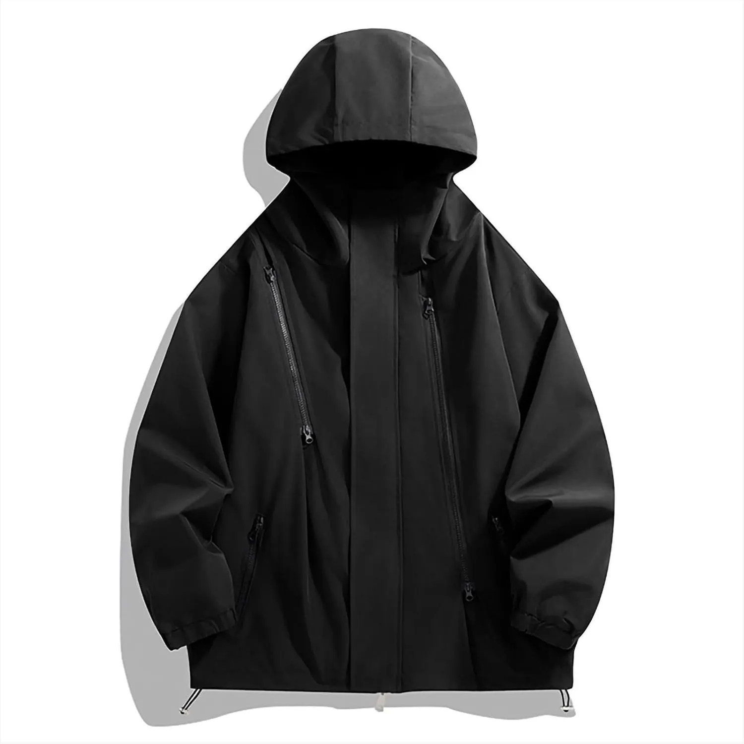 Mens Oversized Rain Jackets Lightweight Outdoor Hiking Travel Waterproof Windbreaker Hooded Raincoats With Pockets