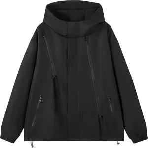 Mens Oversized Rain Jackets Lightweight Outdoor Hiking Travel Waterproof Windbreaker Hooded Raincoats With Pockets