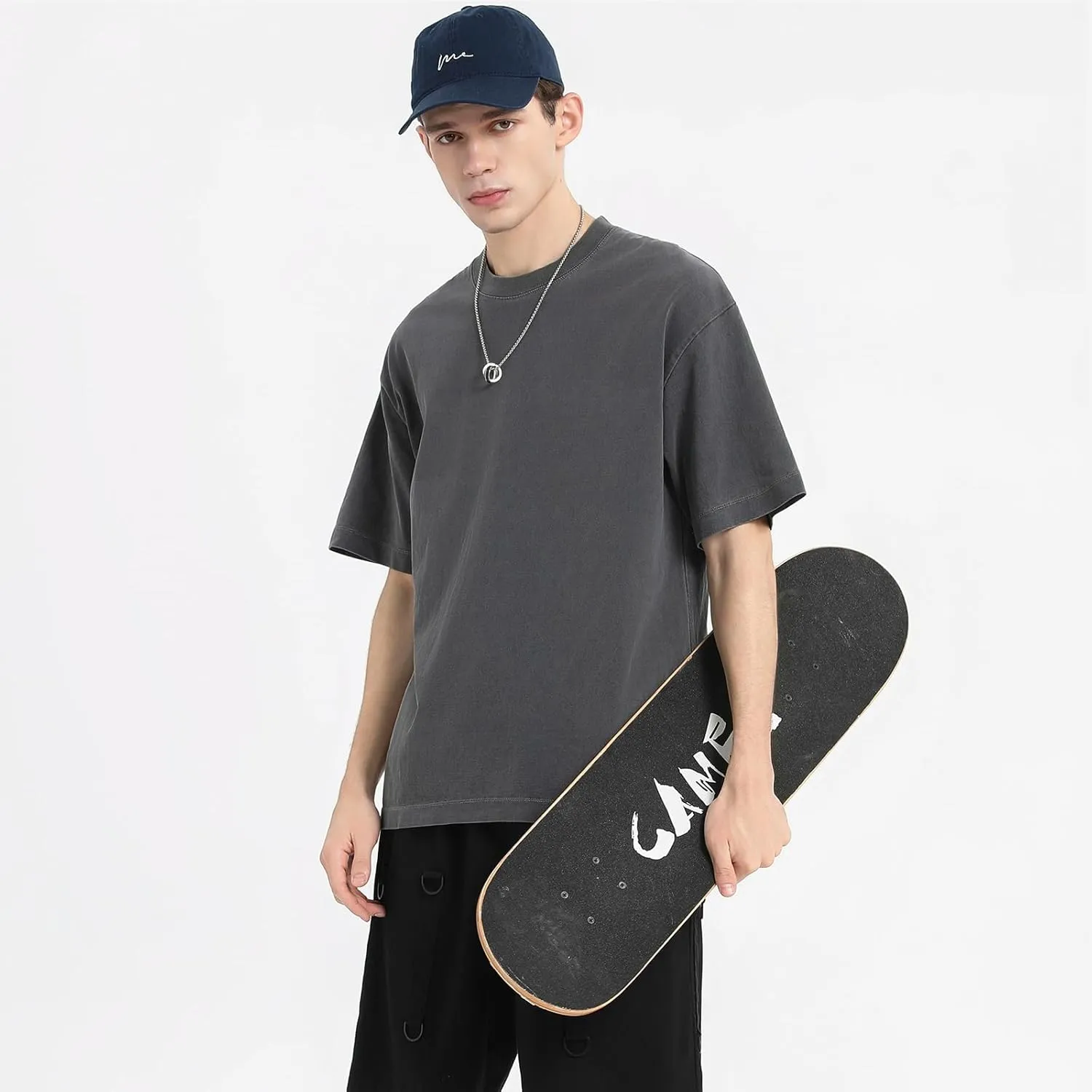 Men's Oversized T Shirts Cotton Unisex Loose Fit Tee Vintage Acid Washed Summer Casual Baggy Basic Tops