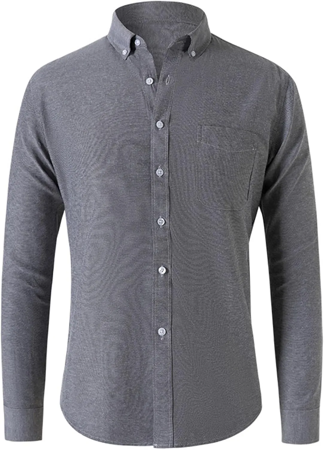 Mens Oxford Dress Shirts Long Sleeve Button Down Collar Solid Casual Tops Gentleman Apparel Clothes