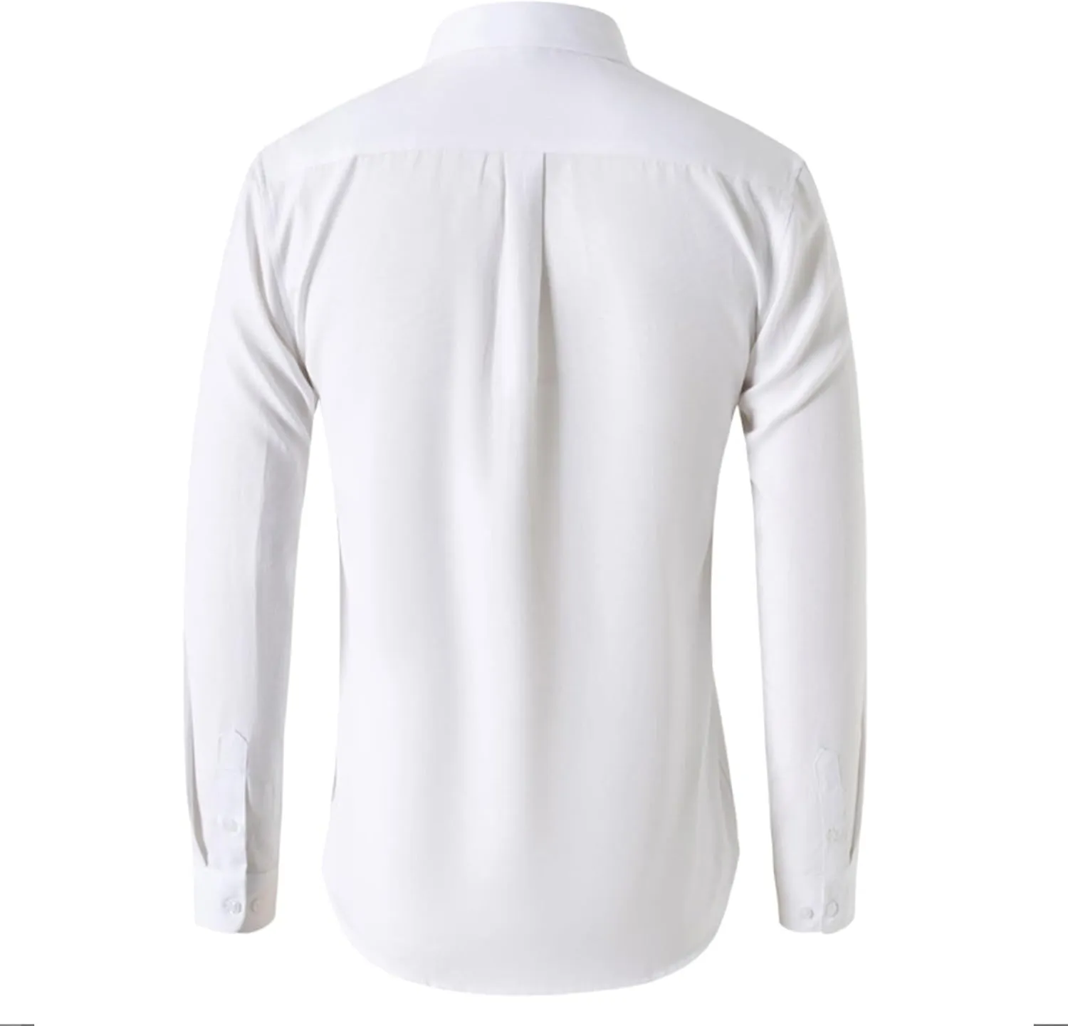 Mens Oxford Dress Shirts Long Sleeve Button Down Collar Solid Casual Tops Gentleman Apparel Clothes