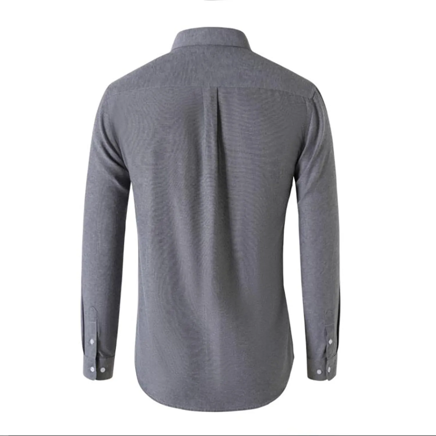 Mens Oxford Dress Shirts Long Sleeve Button Down Collar Solid Casual Tops Gentleman Apparel Clothes