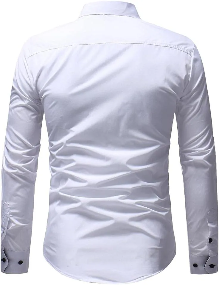 Mens Paisley Shirt Western Cowboy Embroidery Long Sleeve Button Down Dress Shirt Stylish Hipster Poplin Oxford Shirt