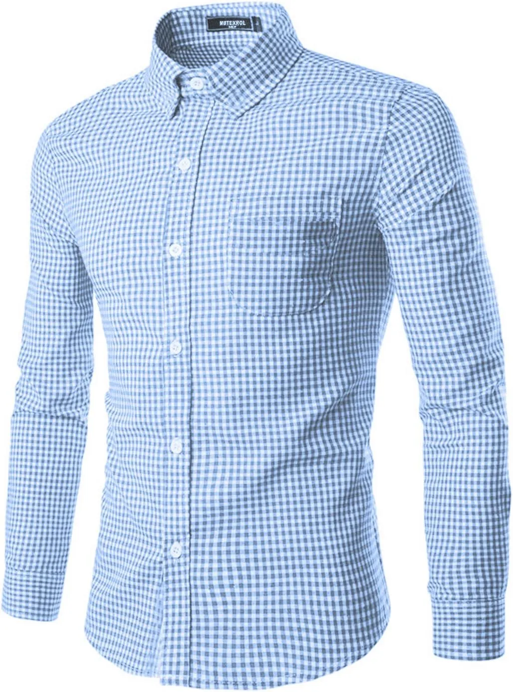 Men's Plaid Casual Slim Fit Long Sleeve Button Down Dress Shirts