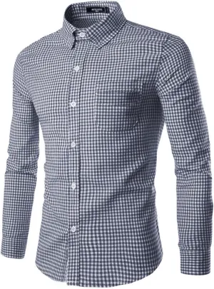 Men's Plaid Casual Slim Fit Long Sleeve Button Down Dress Shirts