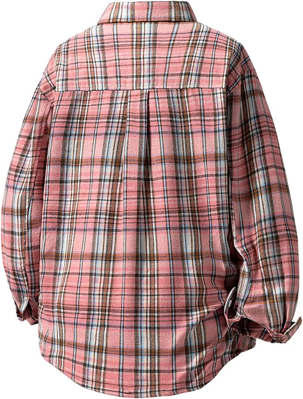 Men's Plaid Shirt Spring Fall Checkered Oversized Blouse Top Loose Long Sleeve Button Down Casual Cardigan with Pocket