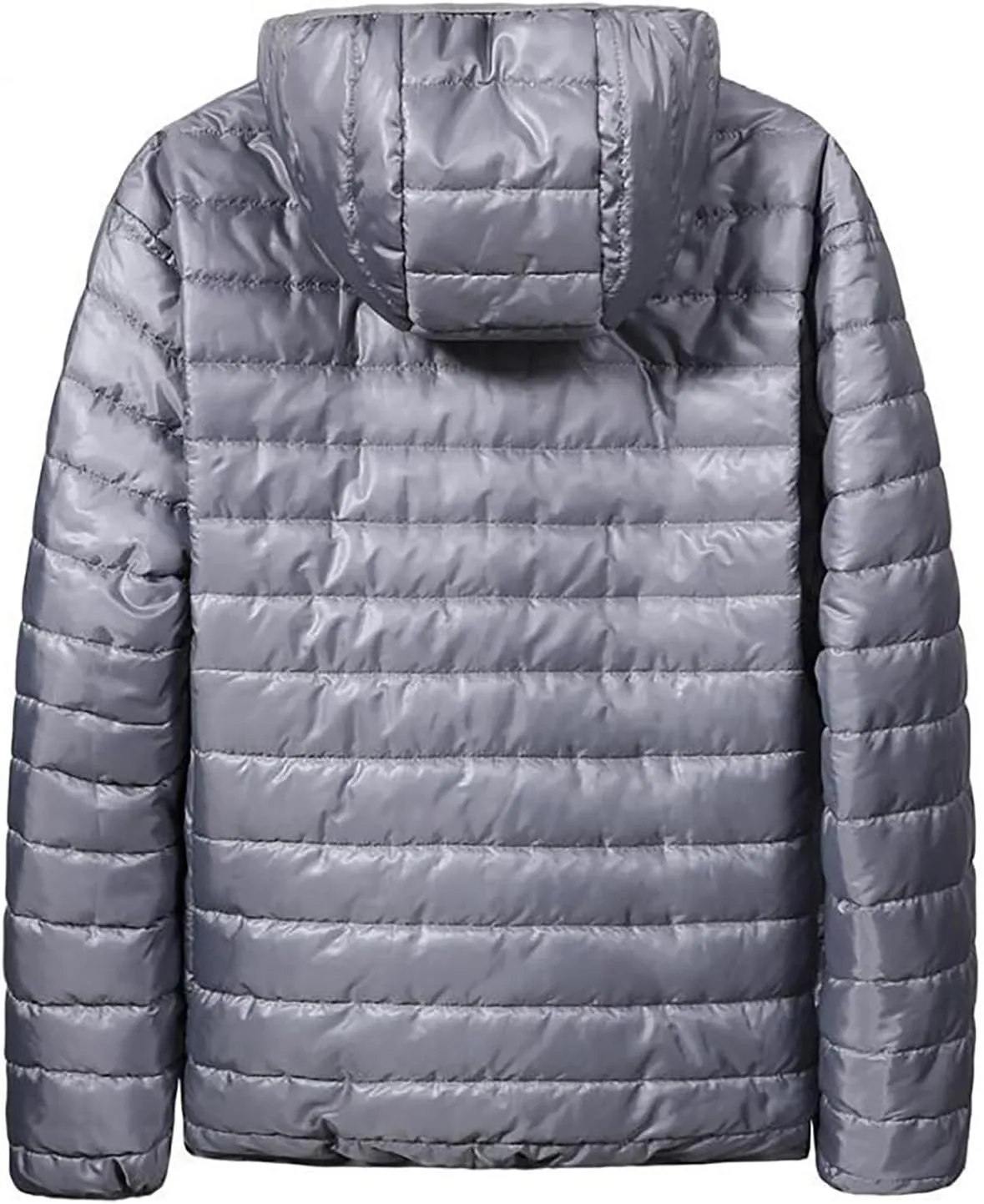 Mens Puffer Jacket, Men's Down Puffer Jacket Packable Lightweight Puffy Bubble Solid Winter Warm Thick Coat with Hood