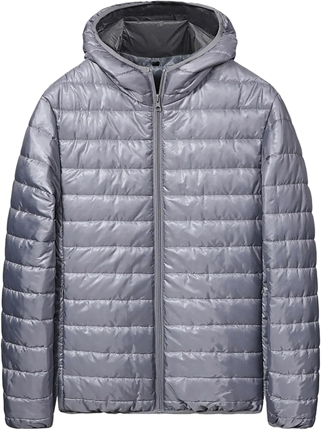 Mens Puffer Jacket, Men's Down Puffer Jacket Packable Lightweight Puffy Bubble Solid Winter Warm Thick Coat with Hood