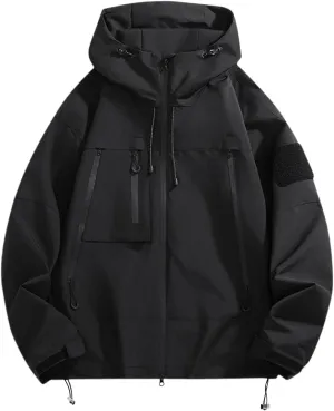 Men's Rain Jacket Waterproof Lightweight Packable Softshell Windbreaker with Hood Raincoat for Hiking Fishing Travel