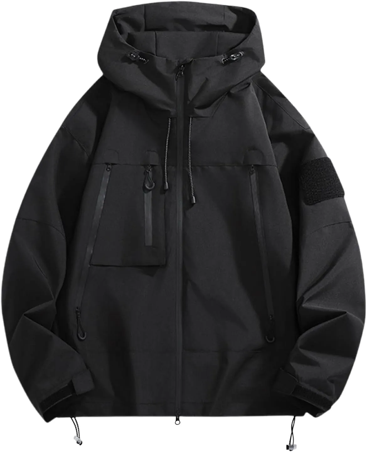Men's Rain Jacket Waterproof Lightweight Packable Softshell Windbreaker with Hood Raincoat for Hiking Fishing Travel
