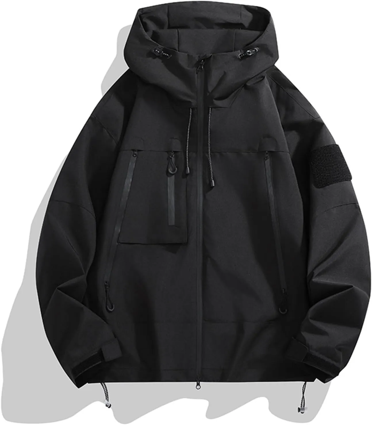 Men's Rain Jacket Waterproof Lightweight Packable Softshell Windbreaker with Hood Raincoat for Hiking Fishing Travel