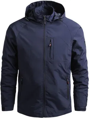 Mens Rain Jackets Military Tactical Jacket Zip Up Hooded Waterproof Windbreakers Lightweight Coats Hiking Raincoat