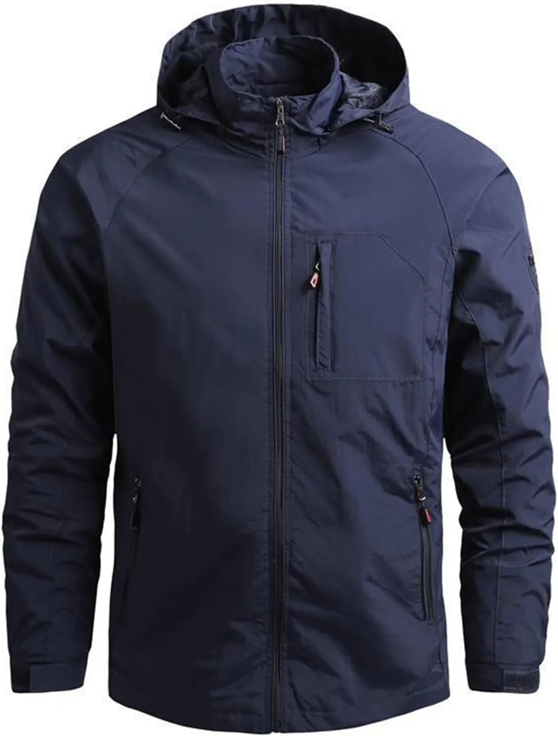 Mens Rain Jackets Military Tactical Jacket Zip Up Hooded Waterproof Windbreakers Lightweight Coats Hiking Raincoat