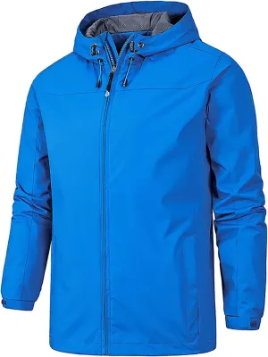 Men's Rain Jackets Waterproof Warm Puffer Jacket Hooded Windproof Winter Coat Bomber Jacket, XL-5XL