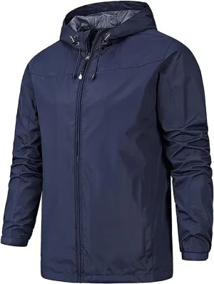 Men's Rain Jackets Waterproof Warm Puffer Jacket Hooded Windproof Winter Coat Bomber Jacket, XL-5XL