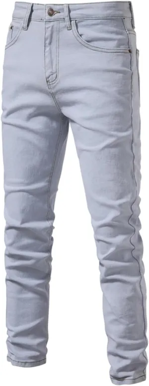 Men's Regular Fit Straight Leg Jeans Casual Elastic Waist Denim Pants Lightweight Stretch Jeans with Pockets