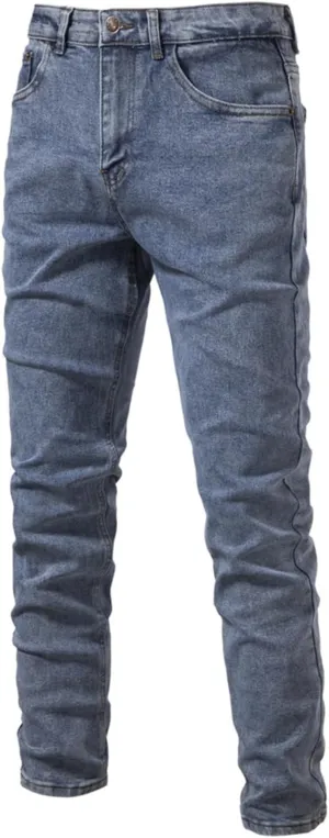 Men's Regular Fit Straight Leg Jeans Casual Elastic Waist Denim Pants Lightweight Stretch Jeans with Pockets